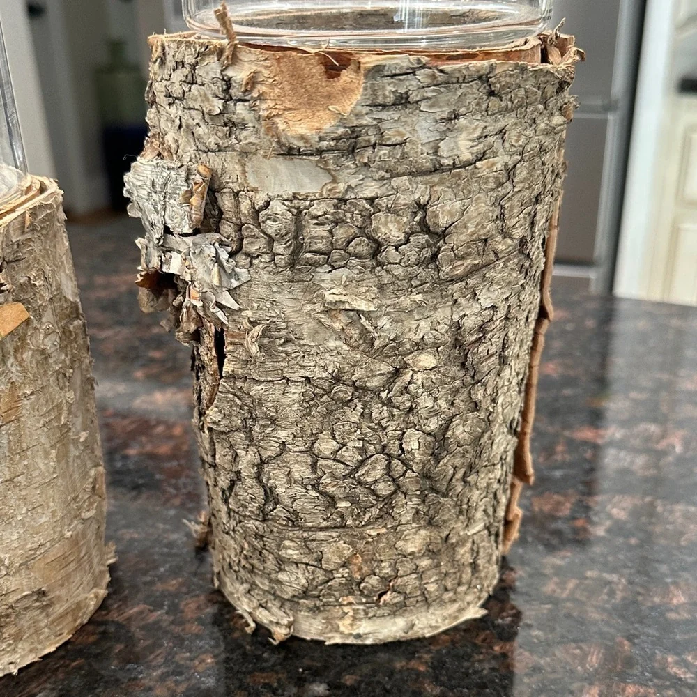 Rustic Birch Wood Glass Holders